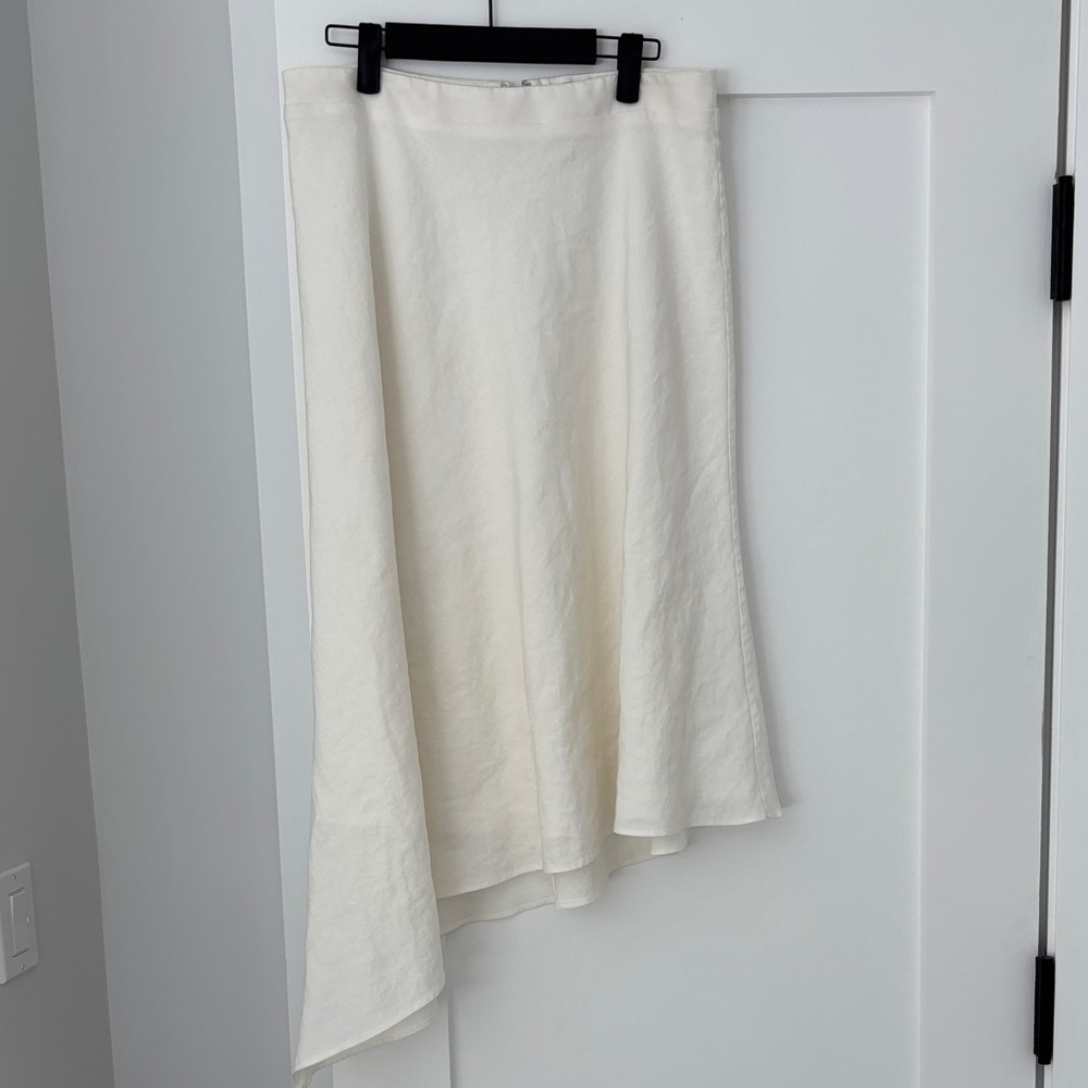 Halston Cream Midi Skirt